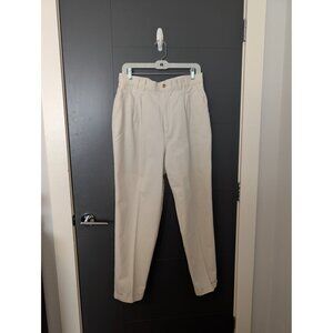 Vintage Chic Womens Beige Cotton Pleated Khaki Pants Size 14 Average Made In USA